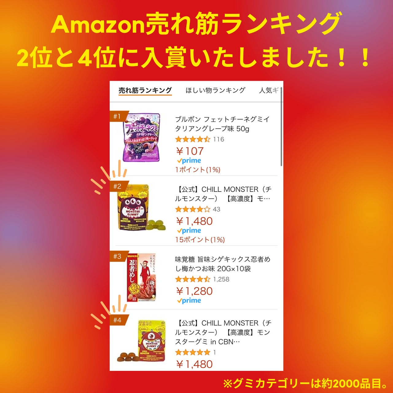 Chill MonsterモンスターグミCBN1000mg(青りんご味)10粒入