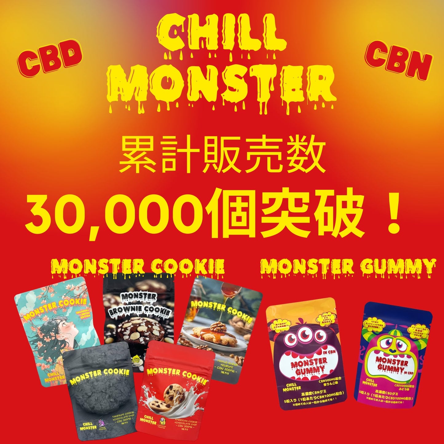 Cill Monster モンスターグミCBN500mg（青りんご味）5粒入り