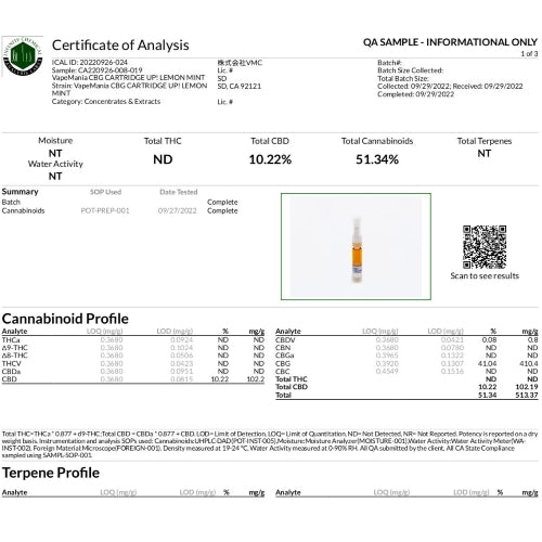 Vape Mania CBG52%リキッドカ－トリッジ